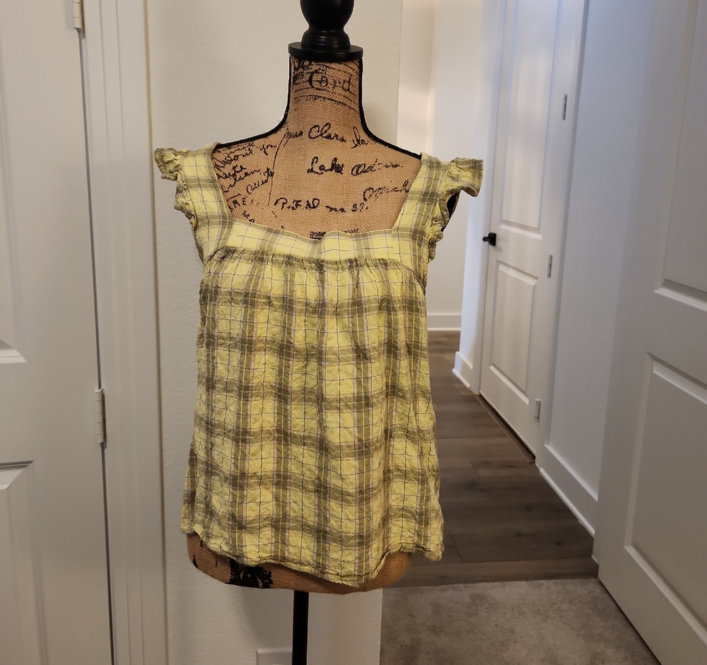 Jane and Delancey Yellow Checkered Blouse